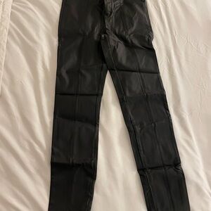Zara Black Leather-Style Trousers